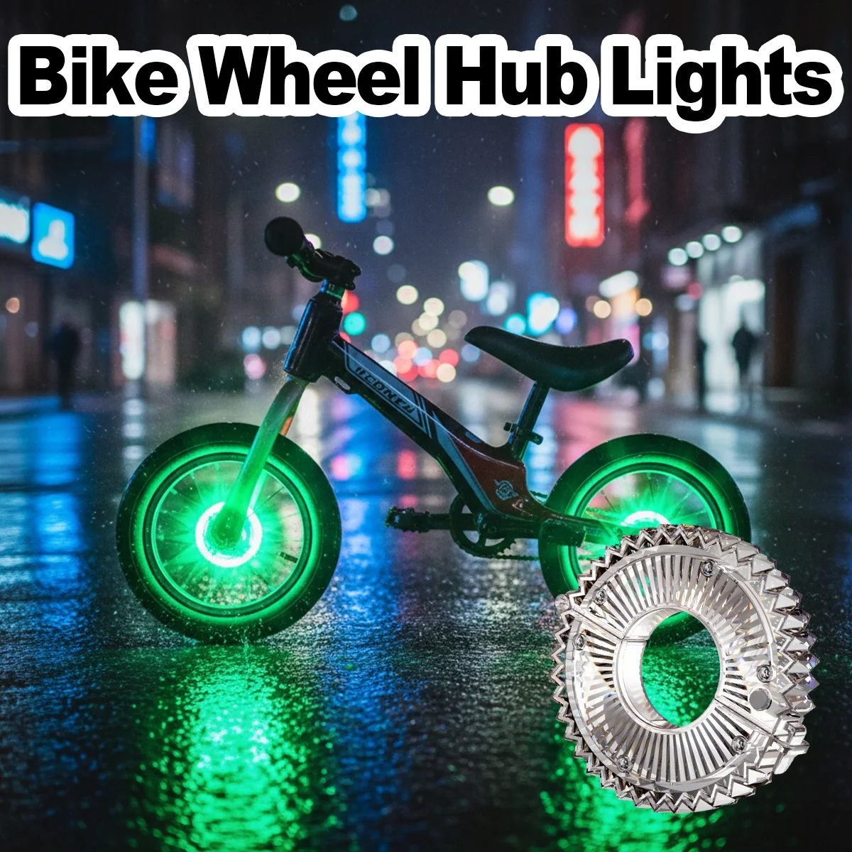 Bike Wheel Light Rainproof USB Power Bright 7 Color Changing LED Tire Rim Lamp Vibration Activated Toddler Balance Bicycle Safe