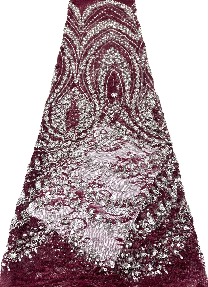 

Luxury Stones African Lace Fabric High Quality Sequin Beads Soft Lace Fabrics For Nigerian French Tulle Lace Fabric Dress Sewing
