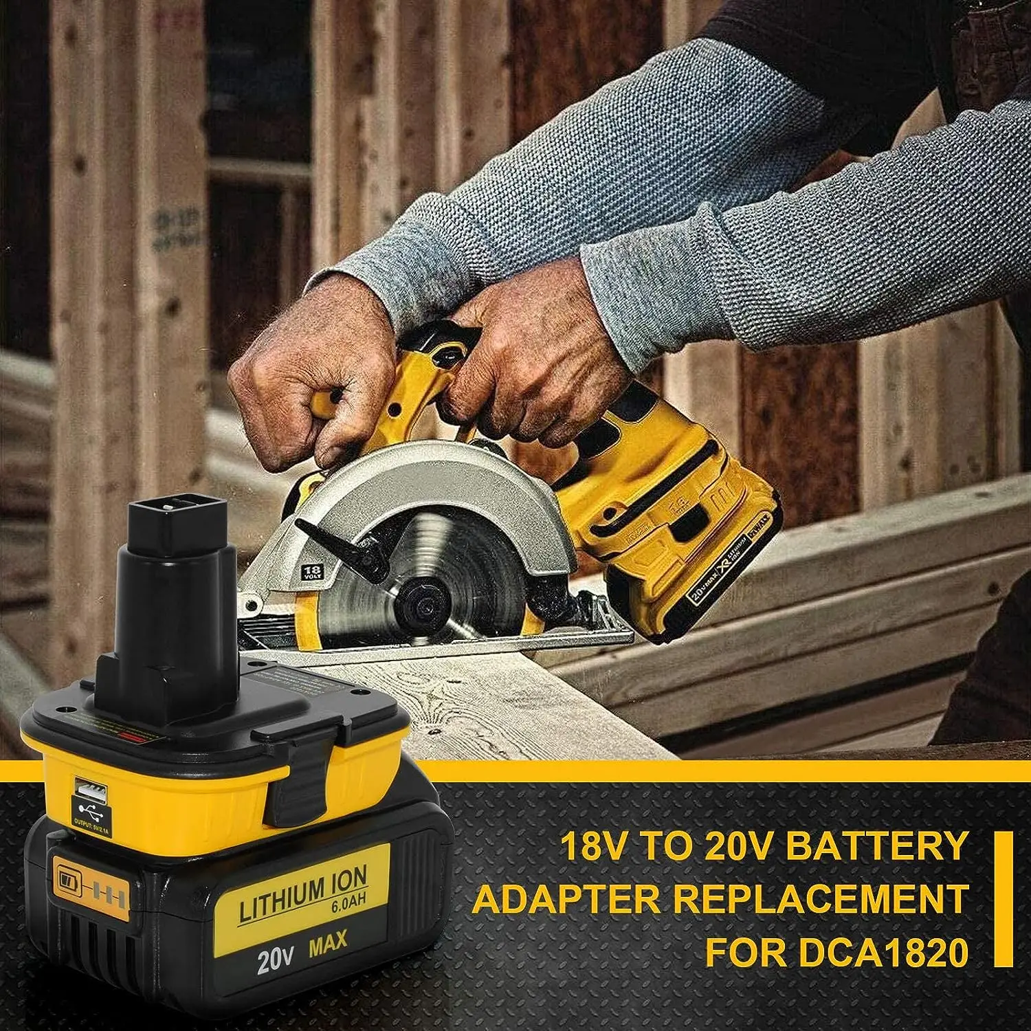 Imagem -06 - Adaptador de Bateria com Usb 20v Dca1820 para Dewalt 18v Lithium Battery Convert Tools Dc9096 De9098 De9096