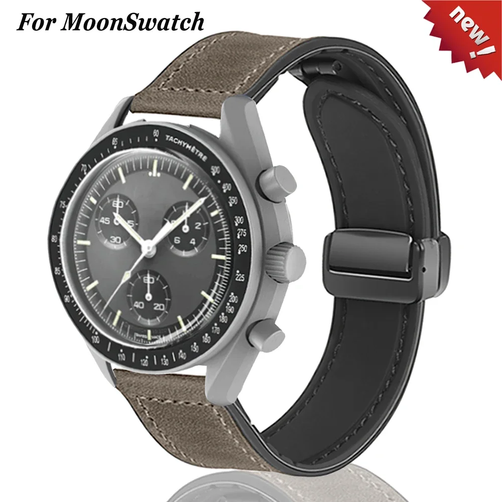 

Кожаный ремешок 20 мм для Omega X Swatch Joint MoonSwatch Planet, металлическая магнитная пряжка для часов Swatch, силиконовый ремешок, аксессуары