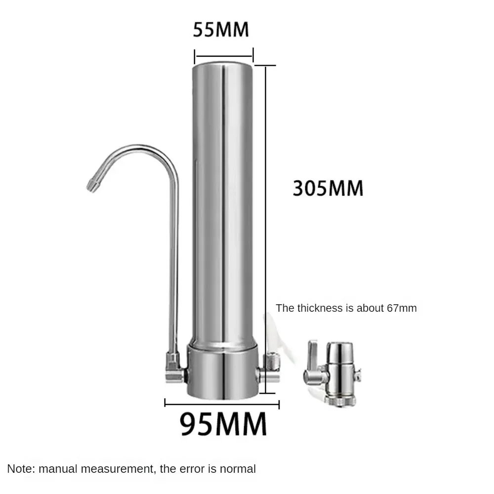 Countertop Water Filter System With Stainless Steel Faucet For Kitchen Descaling Removal Replacement Ceramic Carbon Rod Filter