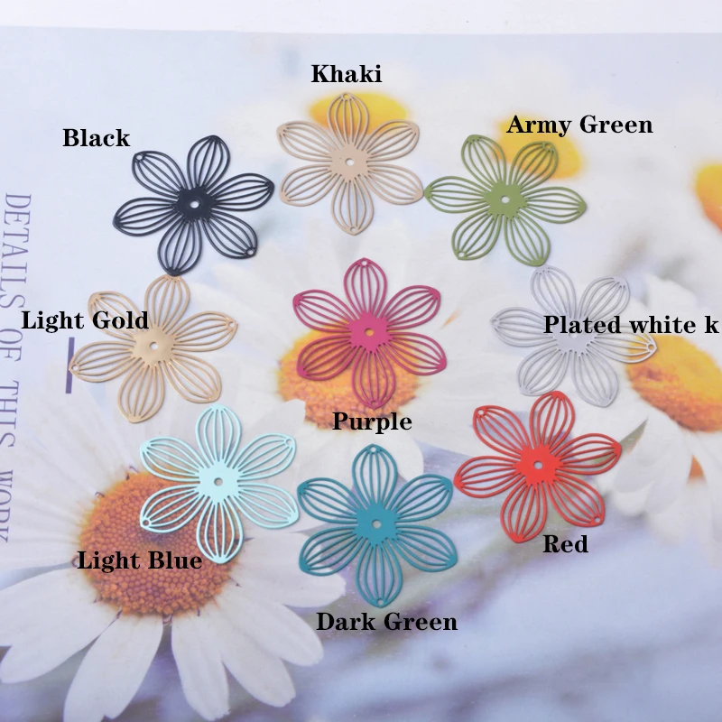 20 Stück AB9270 Messing-Schmuckanhänger, hellgoldene Blumen-Charms, bemalte Verbindungsstücke, Anhänger für DIY-Ohrringe für Frauen, Zubehör – Detail 5