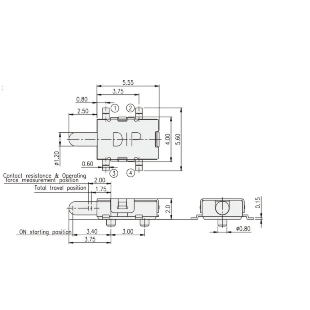 5Pcs Taiwan Reset Normally Open Miniature Travel Limit Switch Tact Switch Patch 4 Feet With Column Side Press Detection Switch