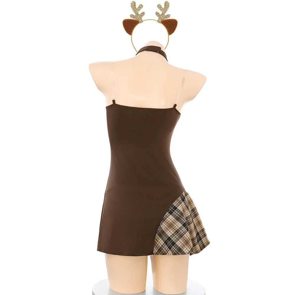 عيد الميلاد الرنة تأثيري حلي أنيمي فتاة عيد الميلاد فستان موحد سانتا كلوز لعب الأدوار وتتسابق لطيف فتاة انظر من خلال فستان النوم #2