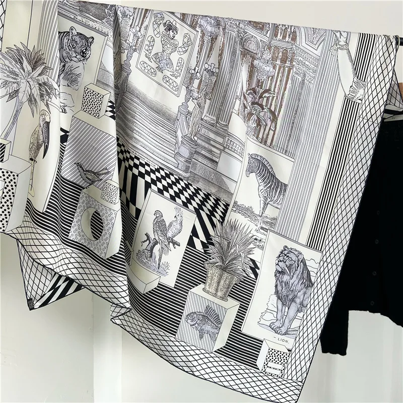 

Gray Opera House silk twill silk scarf women's autumn and winter temperament mulberry silk square scarf shawl scarf