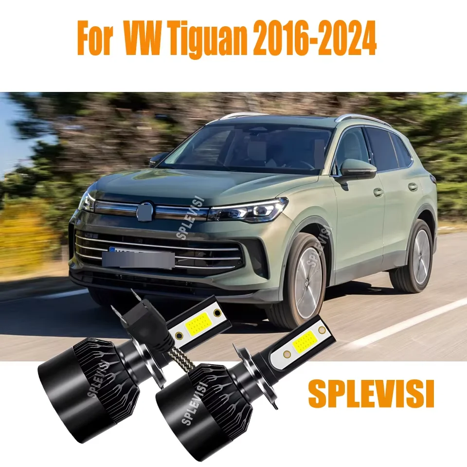 H7 LED White Headlight Bulbs High Low -Brighter, Whiter, and Longer For VW Tiguan 2016 2017 2018 2019 2020 2021 2022 2023 2024