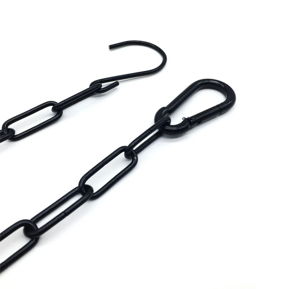 

2 Sets Hanging Chain Heavy Duty Metal Black Coated Adjustable Hook for Planter Lantern Bird Feeder Iron Flowerpot Durable Wear