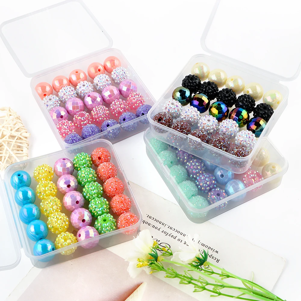 New box-packed Colored Shambhala Acrylic Beads Combination Suit DIY Key Chain Pen Necklace Bracelet Jewelry Accessories