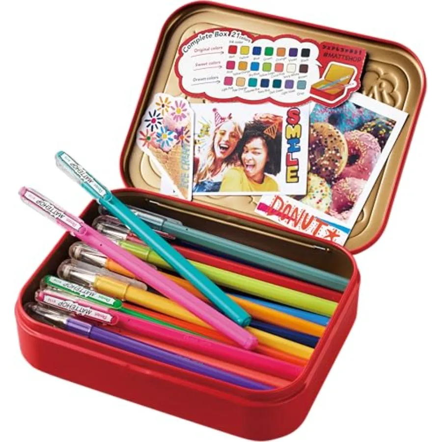 

MATTEHOP Color Gel Pen Set 1.0 mm 21 Colors Metal Box K110-V21ST