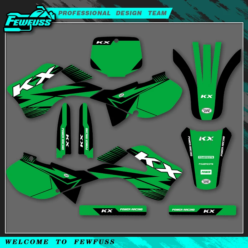 

Fewfuss For Kawasaki KX125 KX250 KX 125 250 1999 2000 2001 2002 Graphics Decals Stickers Kits Motorcycle Background Custom Numbe