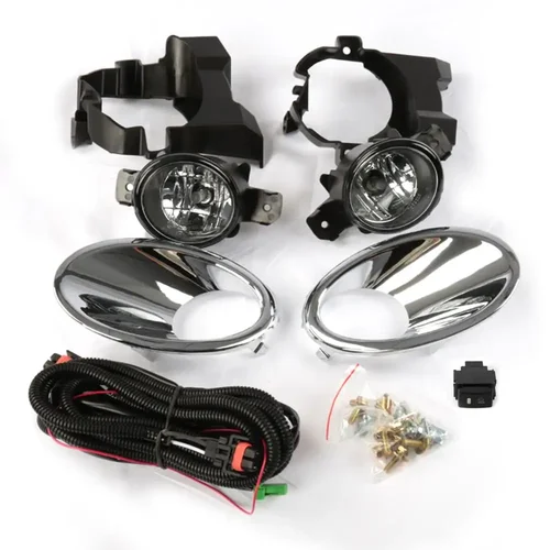 Imagen 2 del producto Parachoques delantero de coche, luz antiniebla, cubierta de lámpara cromada con interruptor de cable, accesorios para Nissan QASHQAI J10, 2011, 2012, 2013 DULIAS