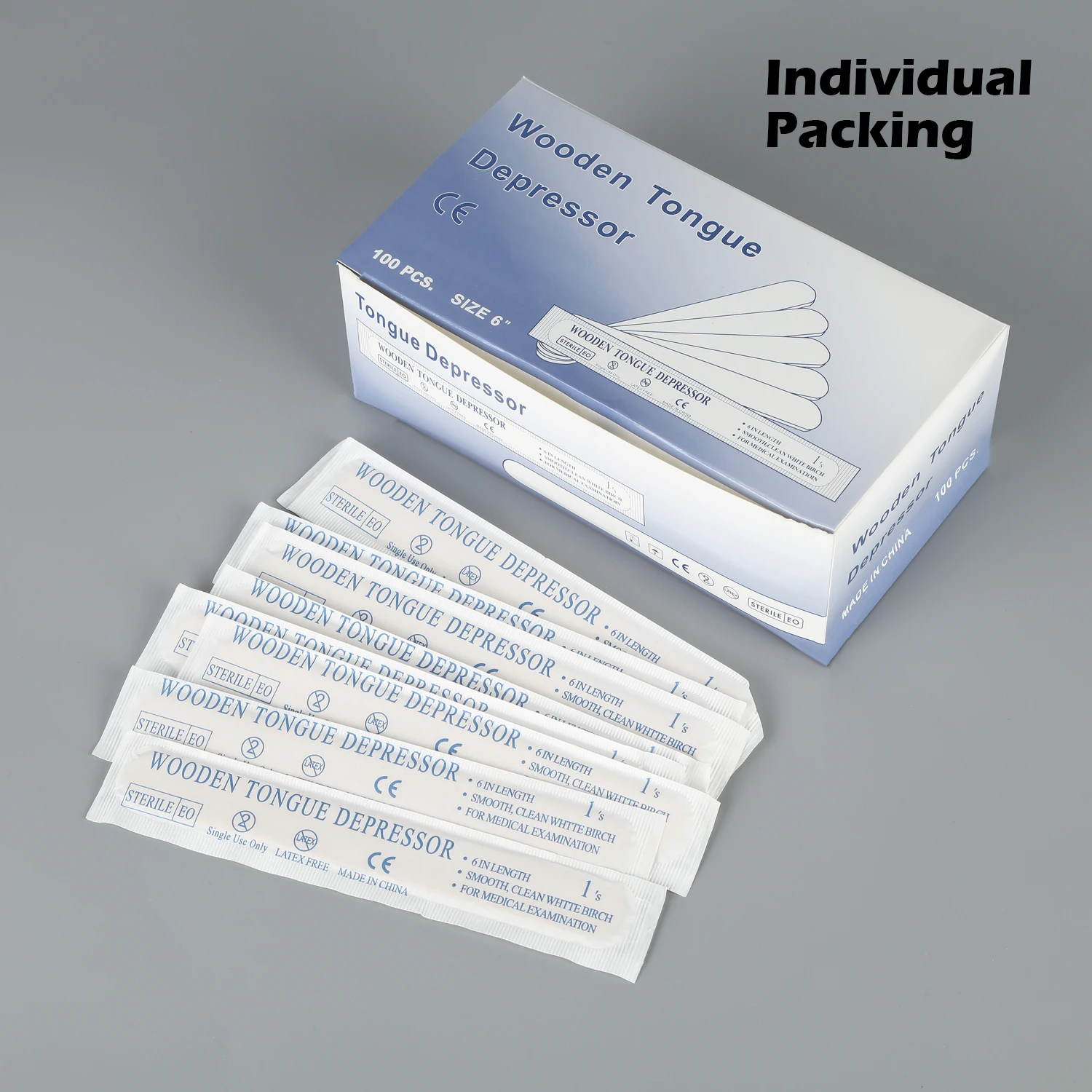 

100/50/30/10/5PCS Disposable Tongue Depressor Wooden Tattoo Waxing Stick Individual Paper Pack Hair Removal Sticks Tattoo Tool