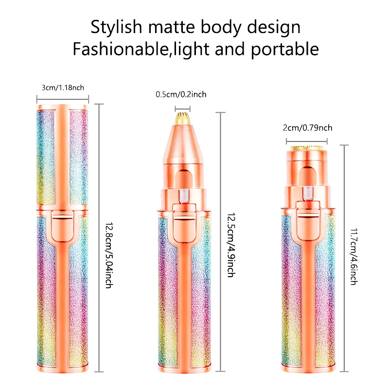 휴대용 2 IN 1 전기 제모기, 눈썹 트리머, 여성 바디 페이셜 립스틱 모양 제모, 여성용, 통증 없는 면도기