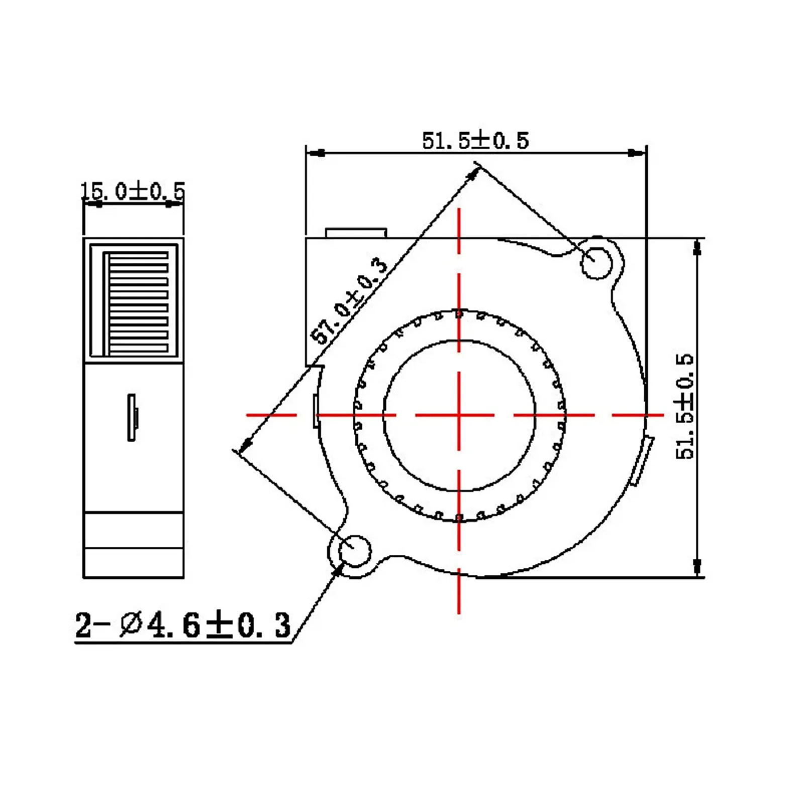 2PCS DC 5V 12V 24V 50x50x15mm Radial Kühler 2Pin Radial fan 5015 Turbo Gebläse Fan 5cm 50mm Kühler für 3D Drucker Kühlung – Detail 1