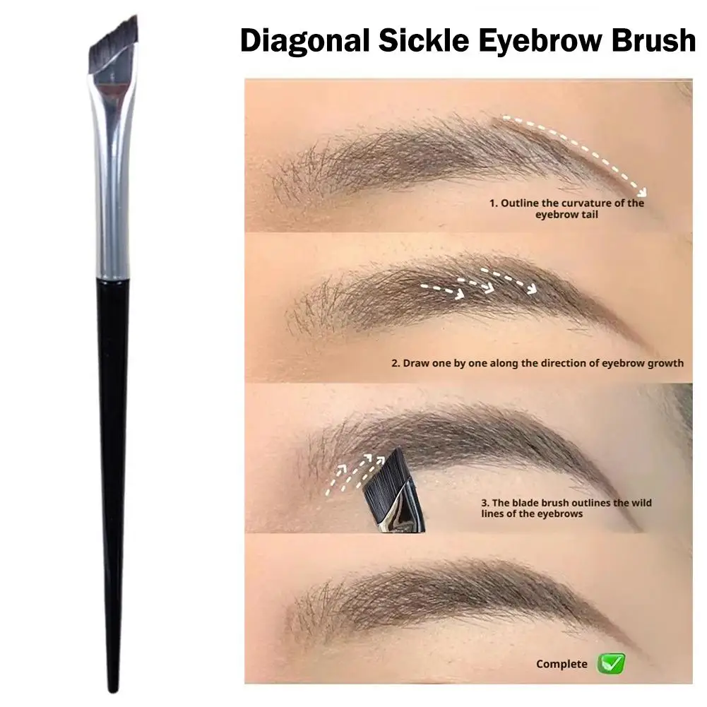 Lâmina delineador escova ultra fino ângulo fino plana sobrancelha escova plana foice delineador escovas detalhe preciso escova ferramentas de maquiagem