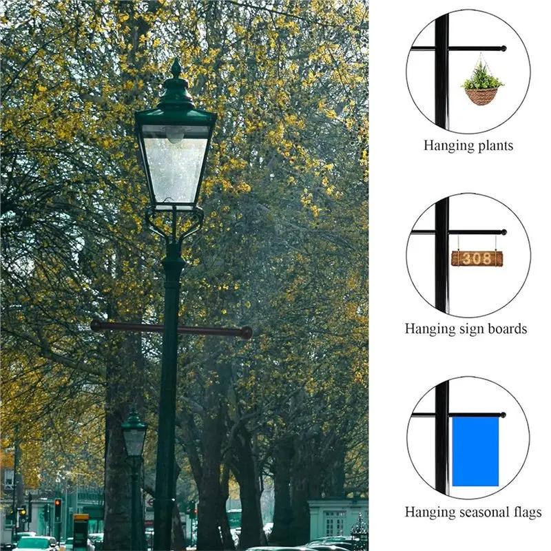 PORK-Lamp Post Cross Arm Steel Ladder Rest With Removable Knobs Replacement For Outdoor Lamp Posts Pole Light