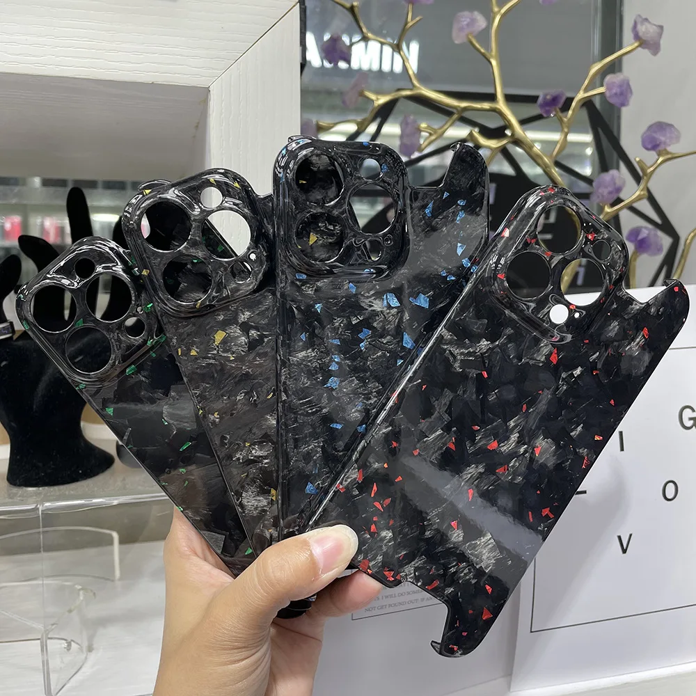 

New Forged Texture Carbon Fiber Case for iPhone 16/15/14 Pro,Gold Foil Design,Precision Cutouts,Full Body Protection Slim Cover