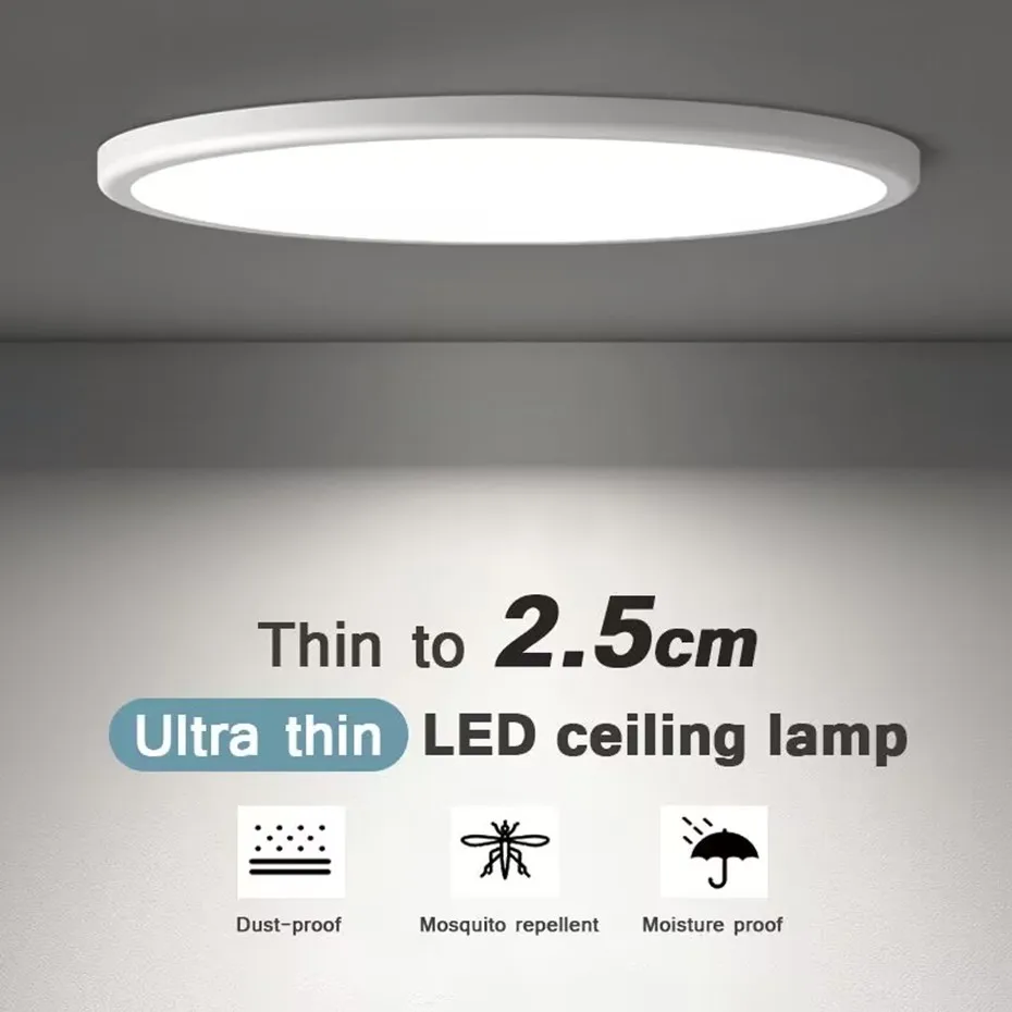 ZMH Plafonnier LED Rond Plafonnier - Moderne Lampe LED Plate 3000K 2 Couleurs Temperature Ip44 Eclairage De Plafond Pour Salle De Bain Chambre Salon Cuisine Balcon Ultra Minceblanc 28w 85297658