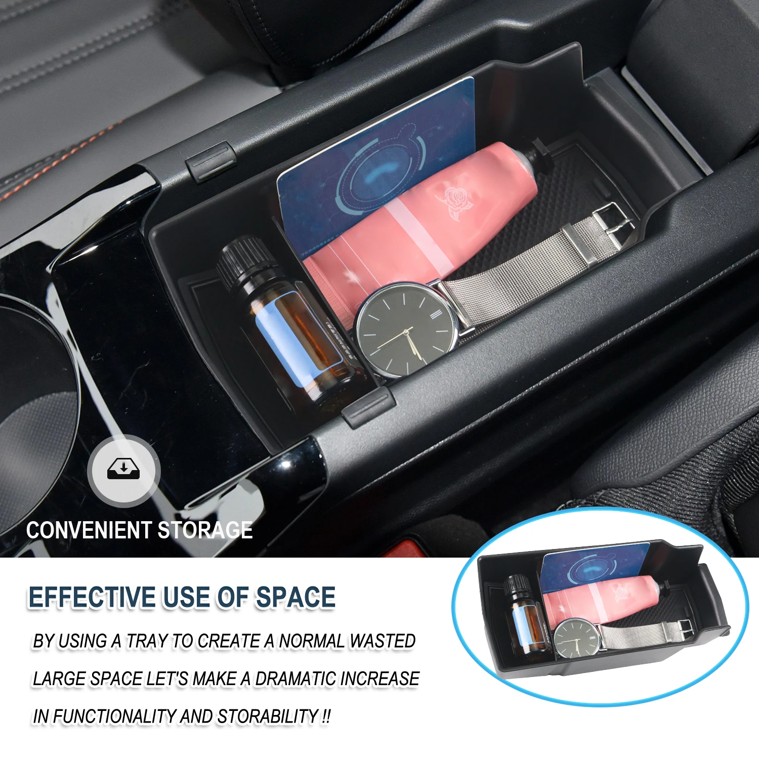 RUIYA Car Armrest Box Storage for Peugeot 208 e-208 2008 e-2008 Central Control Container Auto Peugeot 208 2024 Accessories