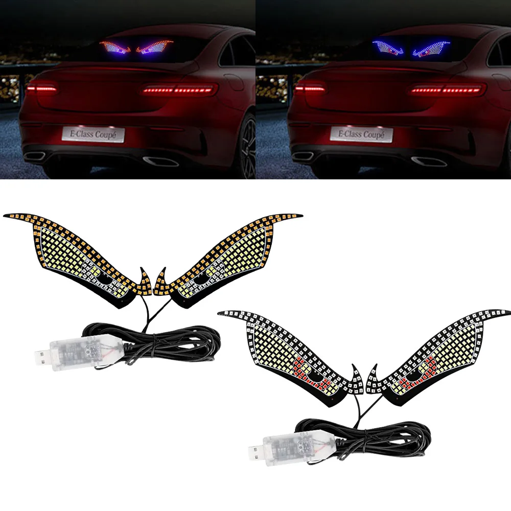 USB Dynamic Big Devil Eyes Light For Cars Truck Eyes RGB Window Screen LED Sign Animation LED Panel Flexible Display Light