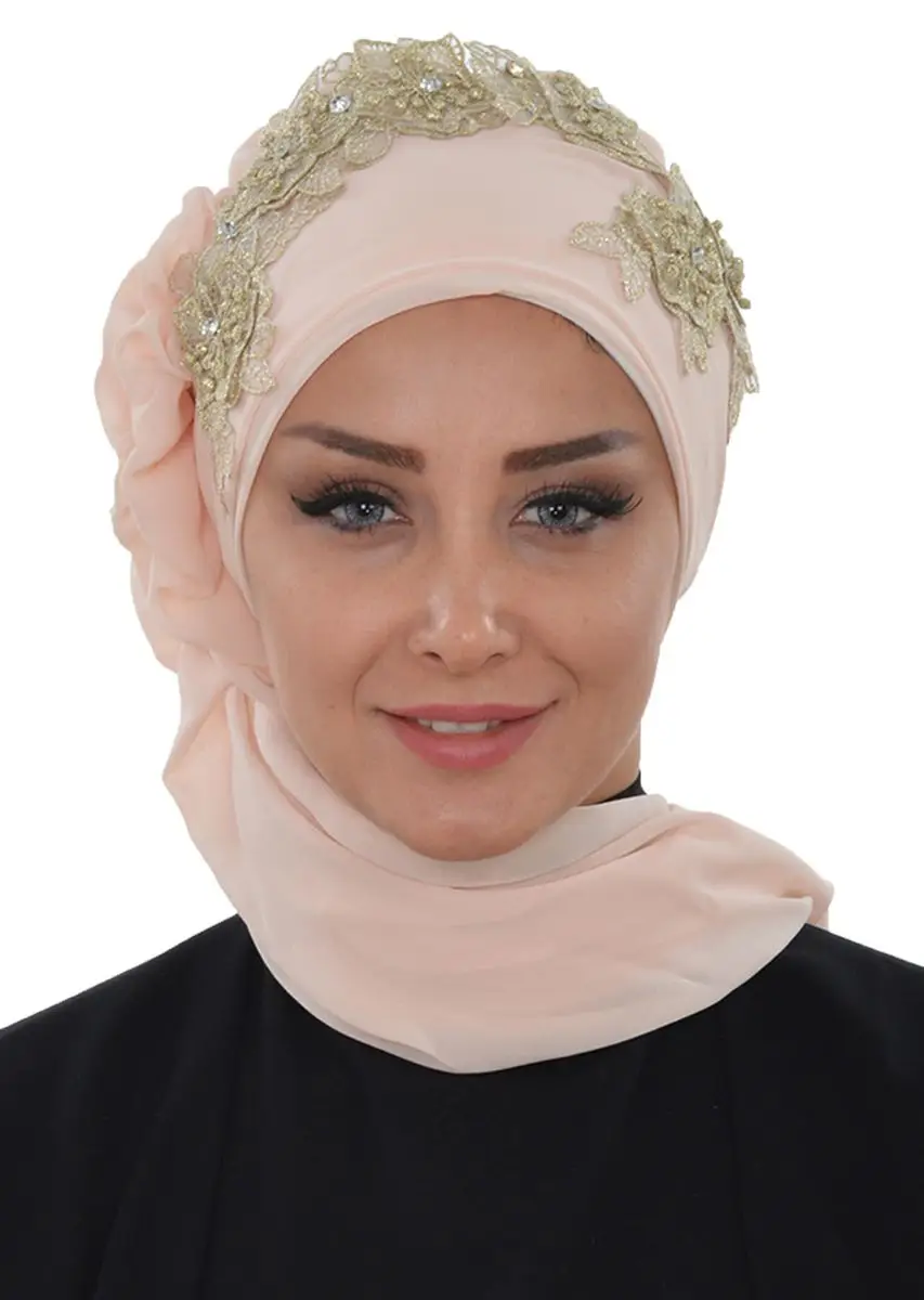 Accessories design chiffon ready turban beige