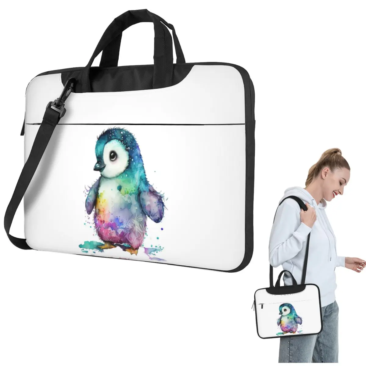 

Cute Penguin Design Crossbody Laptop Bag Case Computer Bag 13 14 15.6 Inch Notebook Pouch for Lenovo