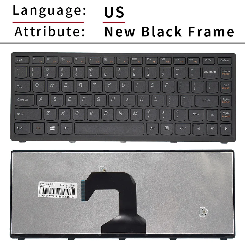 US Russian laptop Keyboard For Lenovo Ideapad S300 S400 S405 S400T S400u M30-70 25208654 25208594 laptop US keyboard black