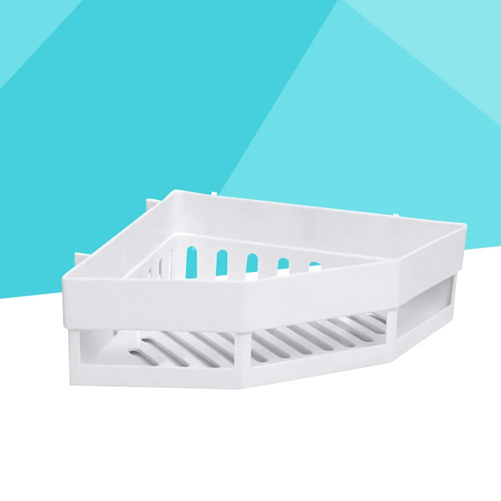 Triangle Corner Shower Caddy Wall Mount Bathroom Storage Rack with Hollow Drain Basket for Soap Shampoo Lotion Toothpaste