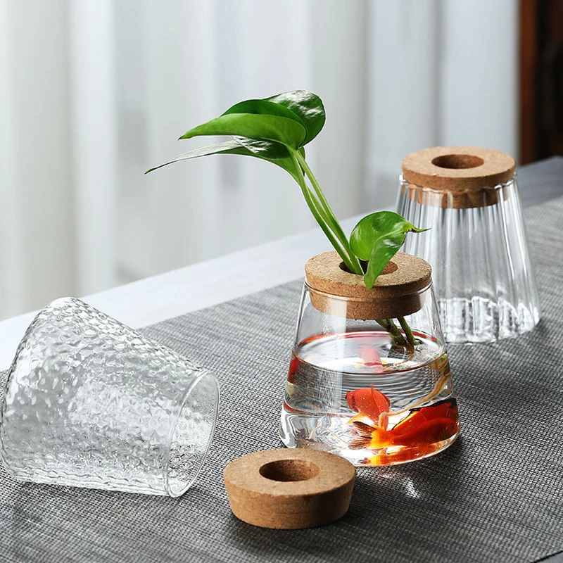 Simple Transparent Glass Flower Pots Mini Soilless Hydroponic Bottle Terrarium Greenery Plant Vase Home Living Room Table Decor