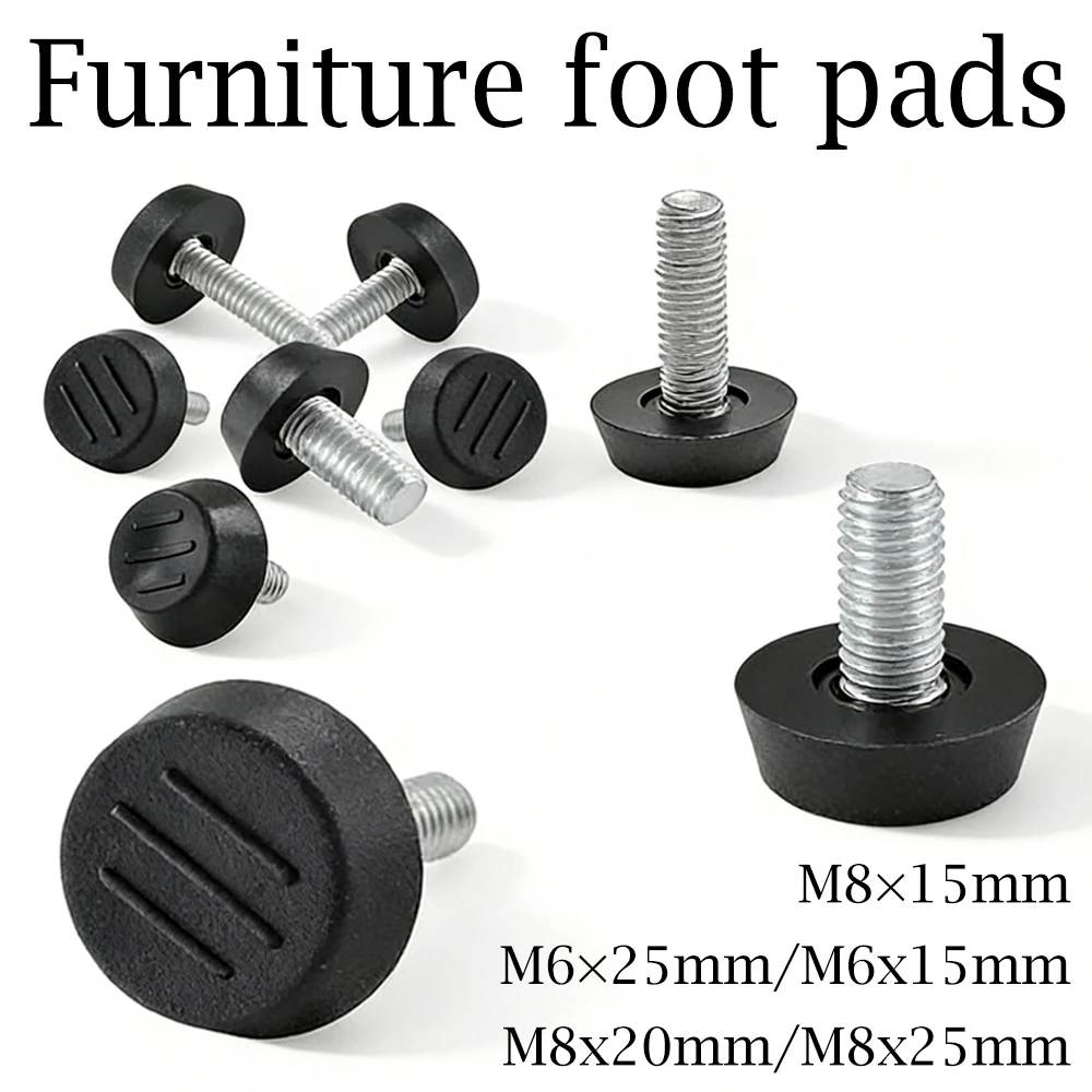 

4-16Pcs Heavy Duty Adjustable Feet M6 M8 Threaded Levelers for Furniture & Cabinets Rust-Resistant Screw-On Pads