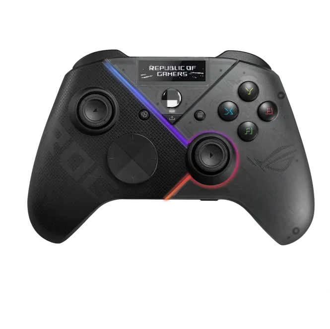 

ROG Raikiri pro gaming controller with Built-in OLED display Versatile tri-mode connectivity use wired USB-C 2.4GHz or BT on PCs