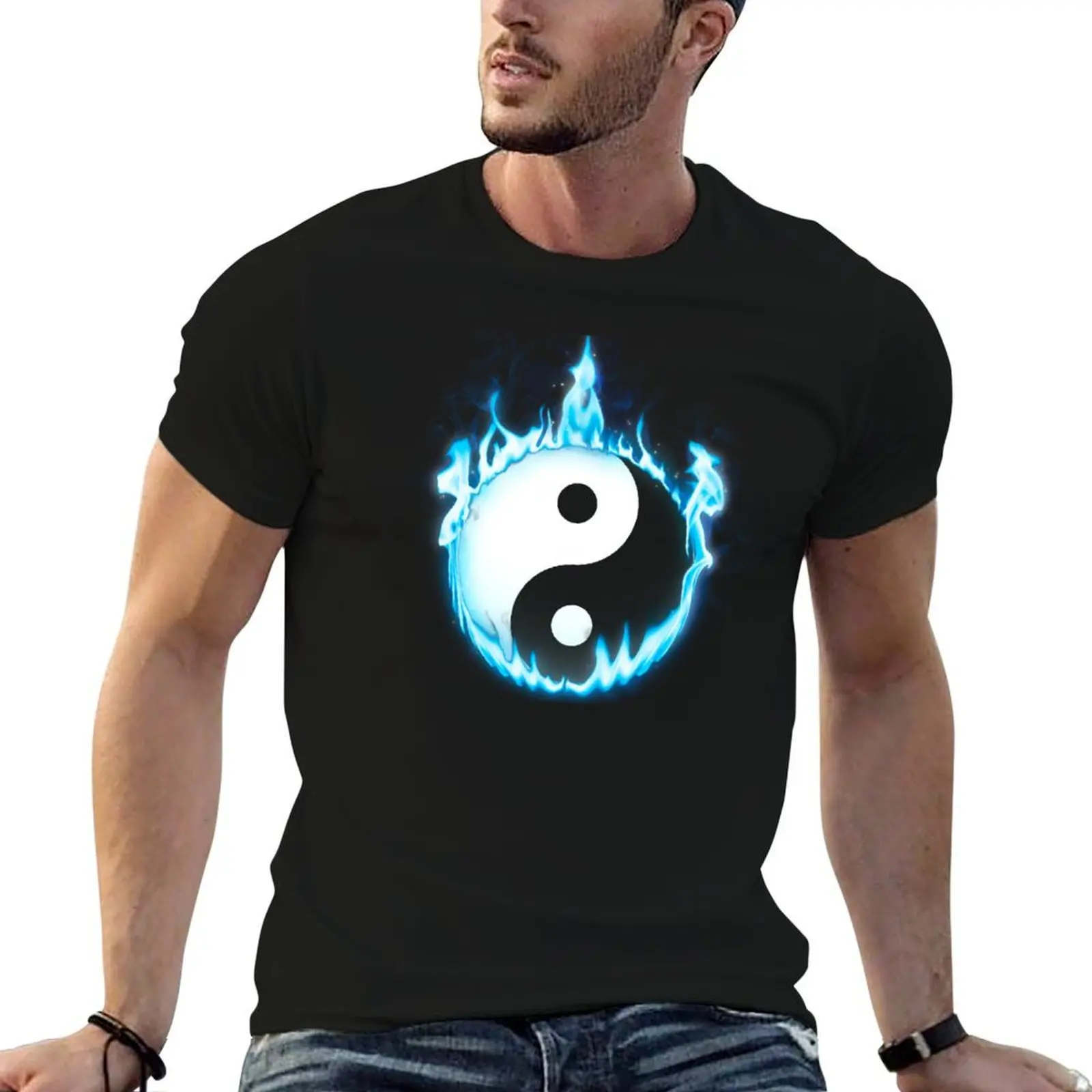 

tshirt shirt cotton Shui Ying Yang Feng Yang Yin 100% Burning Buddhism T-Shirt Fire Taoism plain t man