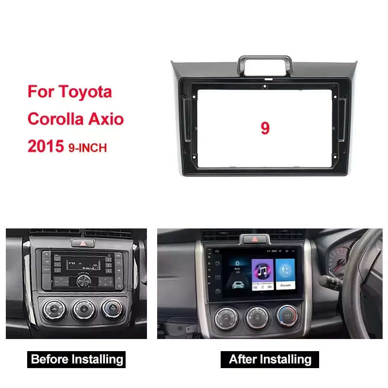 Cadre de façade d'autoradio pour Toyota Corolla Axio Fieller, panneau de voiture, kit de panneau de garniture Prada, 9 pouces, 2 Din, 2015