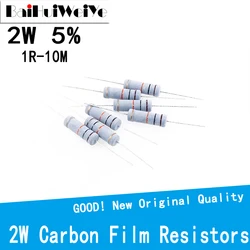 20PCS/LOT 0R-10M 2W Carbon Film Resistor 5% 2W 100R 220R 1K 1.5K 2.2K 4.7K 10K 22K 47K 100K 100 220 2K2 4K7 ohm Resistance