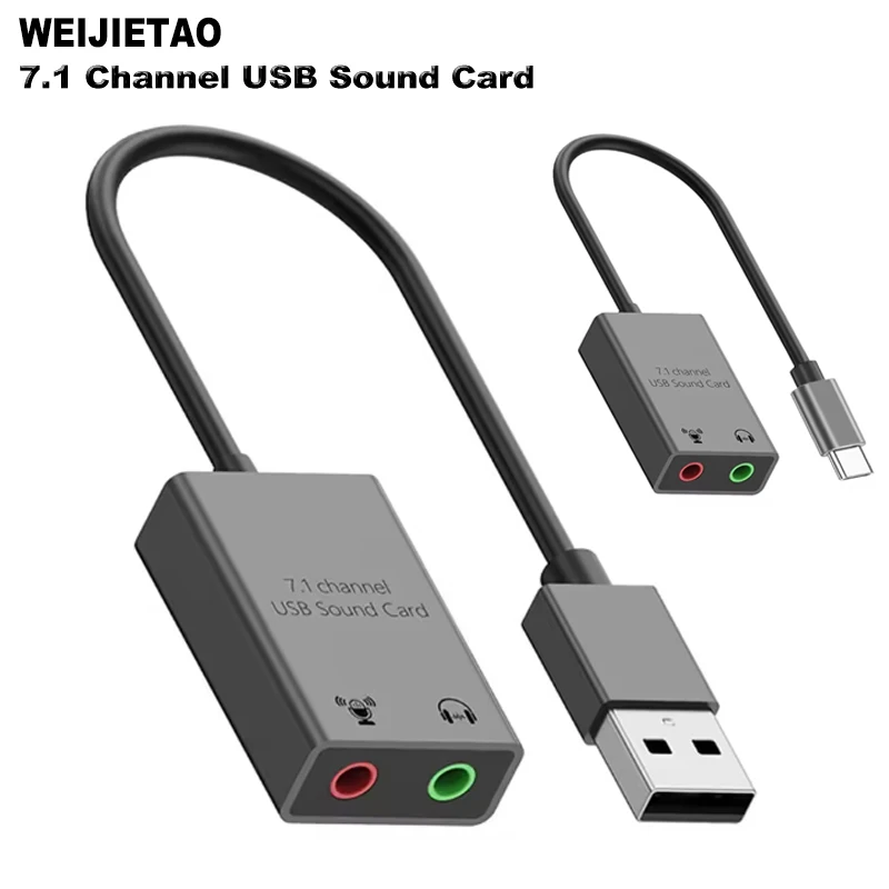 

Внешняя звуковая карта USB типа C на разъем 3,5 мм, аудиокабель, адаптер, микрофон, наушники, 7,1-канальная звуковая карта для MacBook