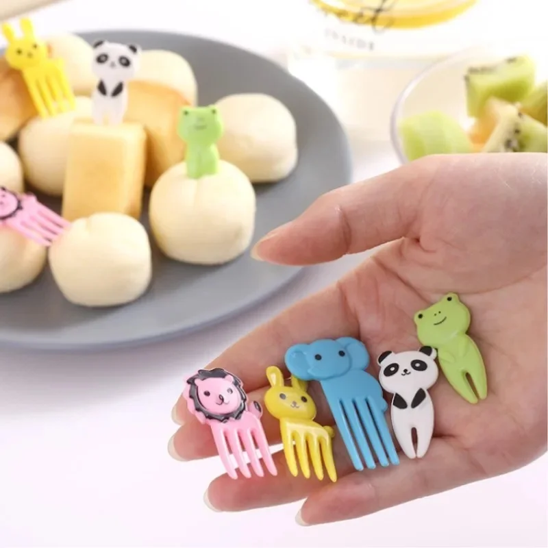 Creative Cartoon Animal Manor Children Bento Decorative Stick Cute Fruit Toothpicks Mini Dessert Fruit Fork Party Decorations