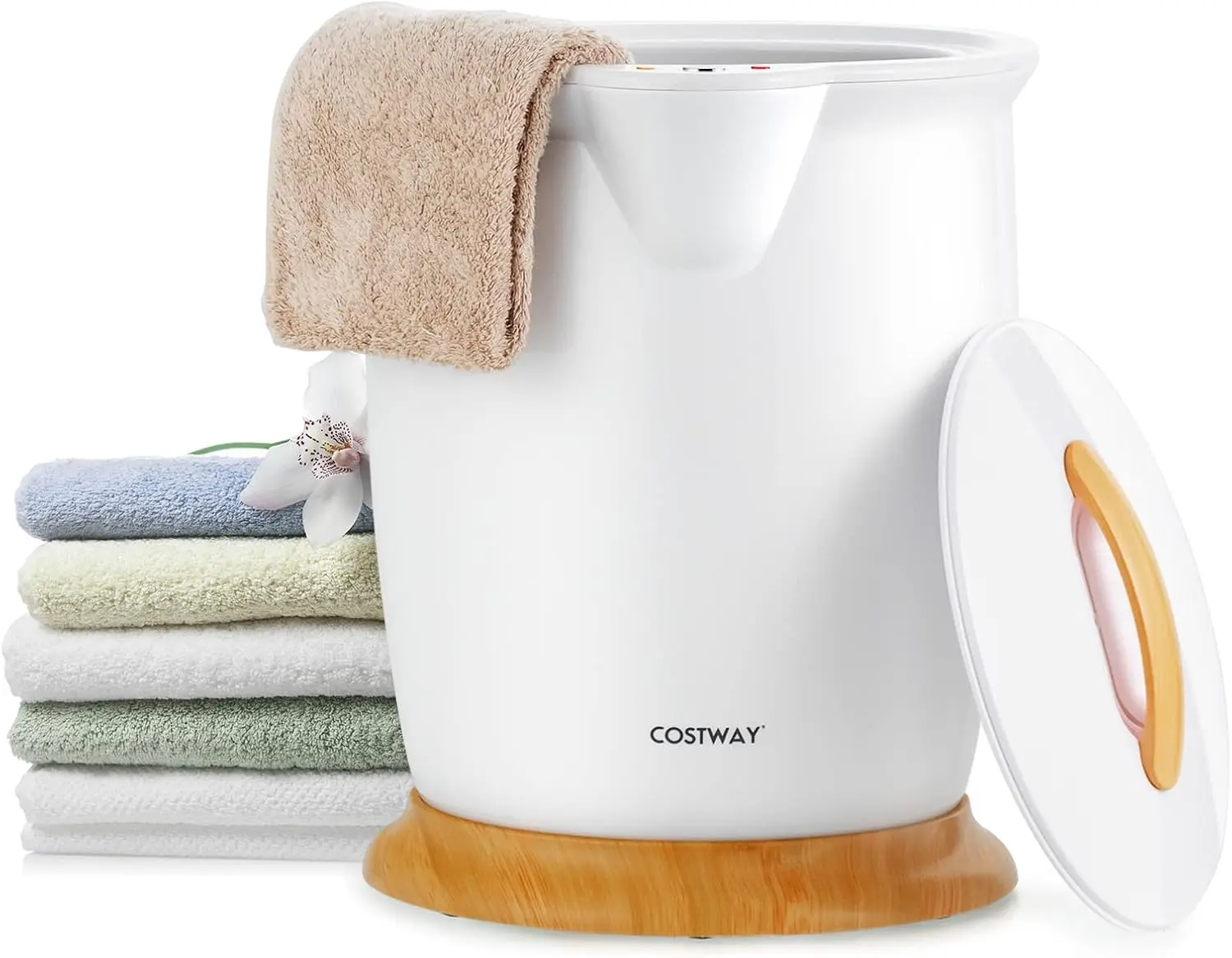 

Bucket Towel Warmer with Fragrance Holder, Fits Two Oversized Towels, Auto Shut Off for Bathroom and Spa