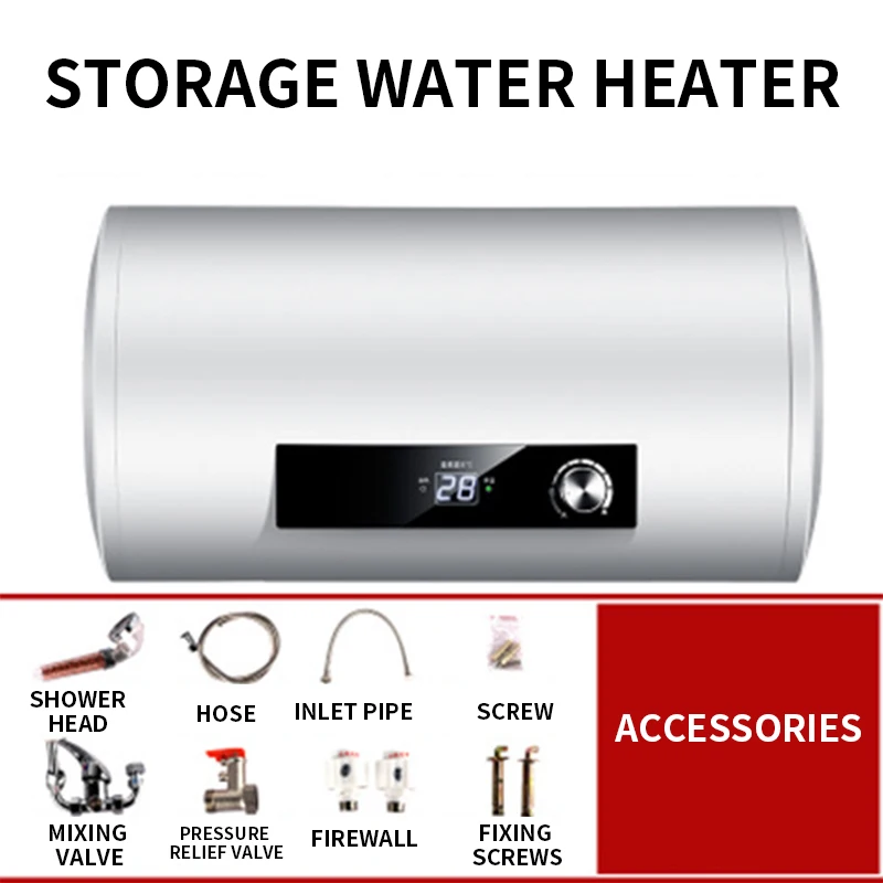 

60L Electric Water Heater 2000W Household Water Storage Type Fast Heating Energy Saving Leakage Protection Fault Self-test