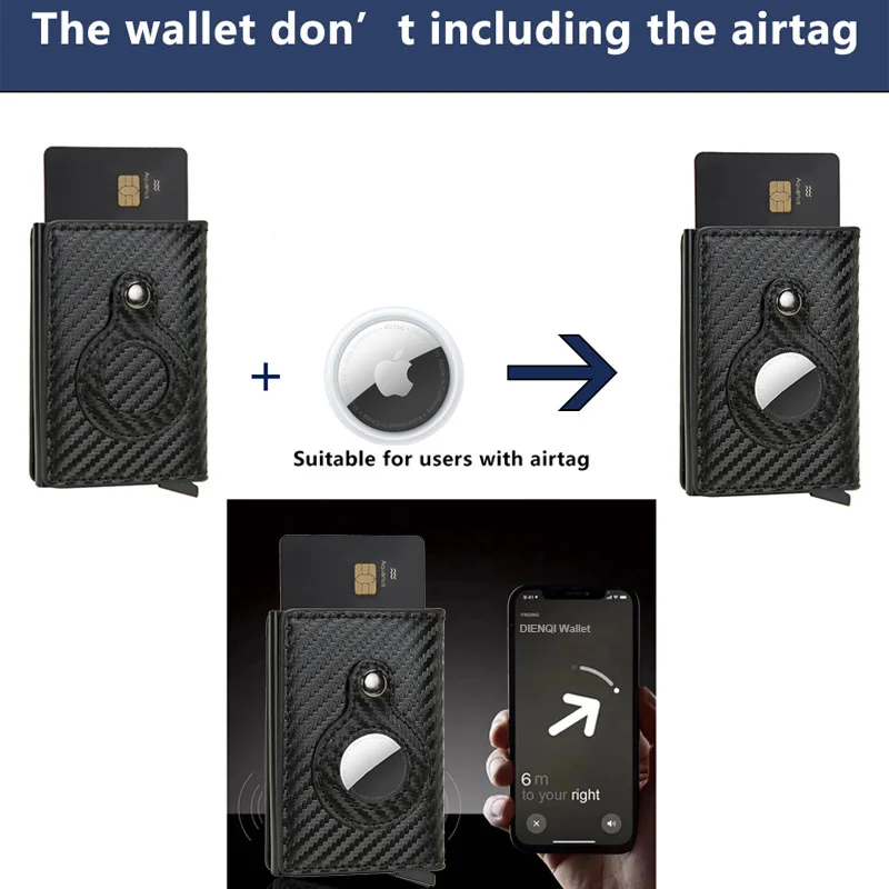 Rfid Kreditkarteninhaber Brieftasche für AirTag Männer Frauen Geldbörsen Geld Taschen Leder Brieftasche für Apple Air Tag Geldbörsen Smart Wallet – Detail 1