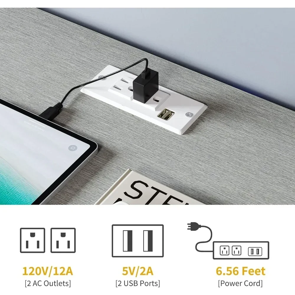 Bar Cabinet com Power Outlets, Coffee Bar Cabinet com Luzes LED e Removível Wine Rack, Armário Buffet de Armazenamento