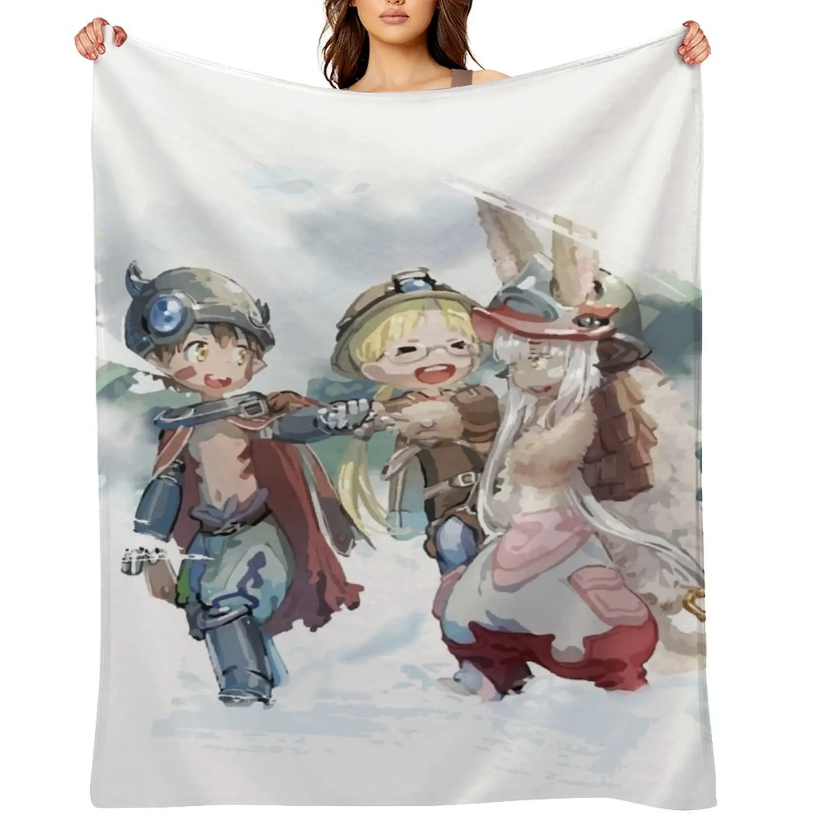 

Made in Abyss: nanachi, reg, riko print Throw Blanket Picnic Vintage Luxury St Winter beds Blankets