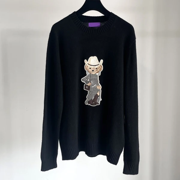 Automne hiver Briti Sle tricoté laine Camere coupe ample pull rond Ne Long Sve femmes Faion haut