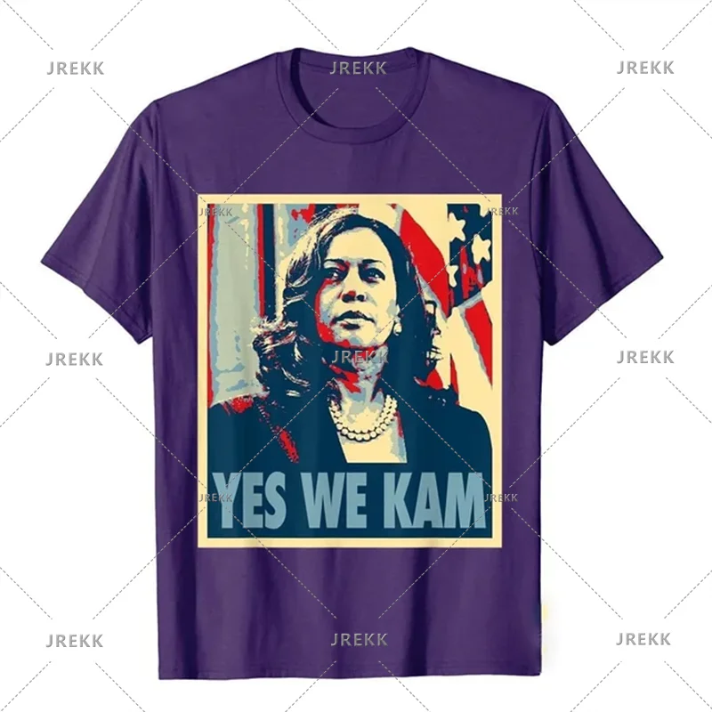 2024 American Kamala Harris T-Shirt Men Women United States Presidential Election Graphic T Shirts Yes We Kam Pattern Tee Shirt