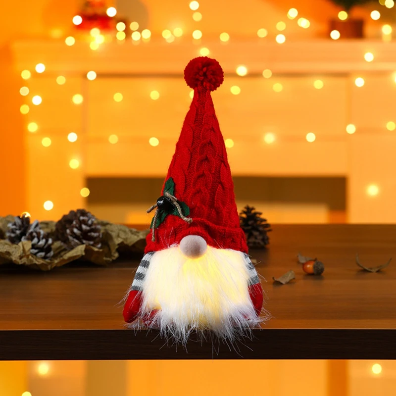 Christmas Doll Knitted Gnome With Led Night Light Christmas Decorations For Home Xmas Navidad New Year Gift