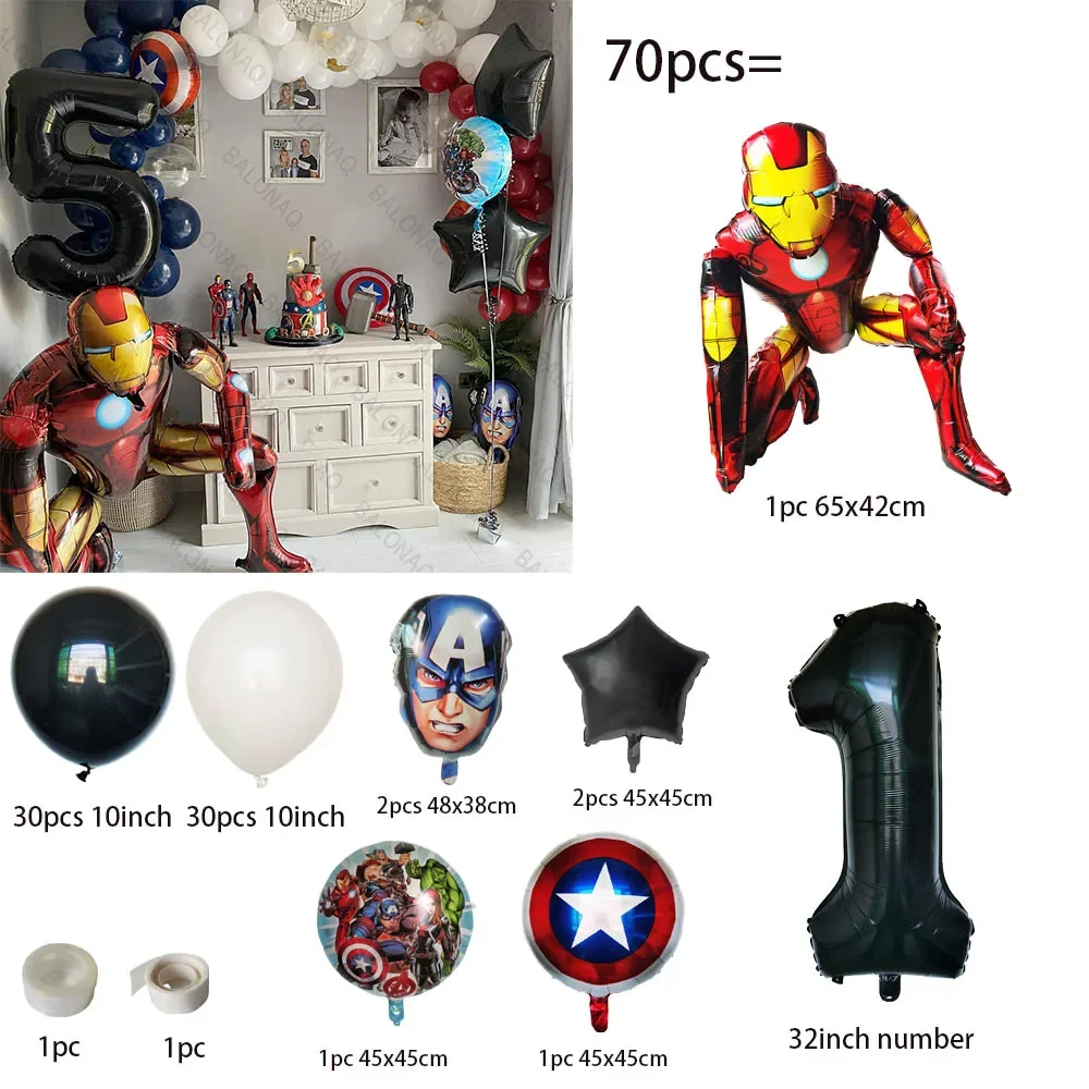 70pcs Iron Man Balloon Super Hero Balloon Latex Balloons Kids Birthday Party Decoration Kids Baby Shower Balloons Toy