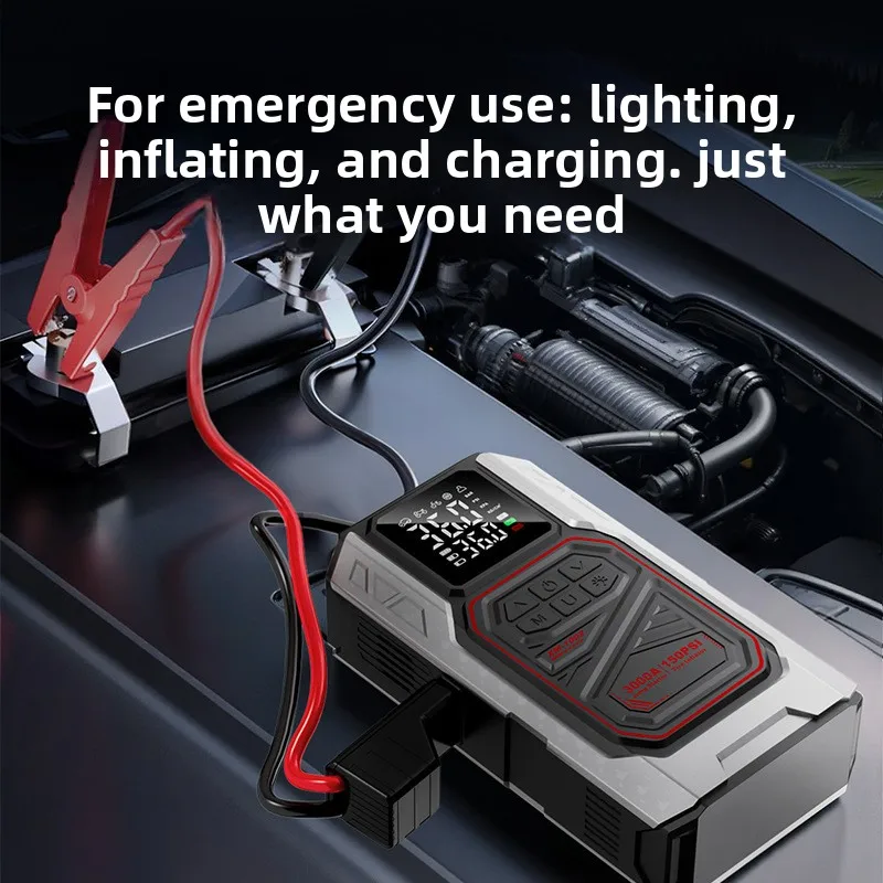 Portable Mini Car Air Pump, Multifunctional Tire Inflator with USB Charging and LED Emergency Light