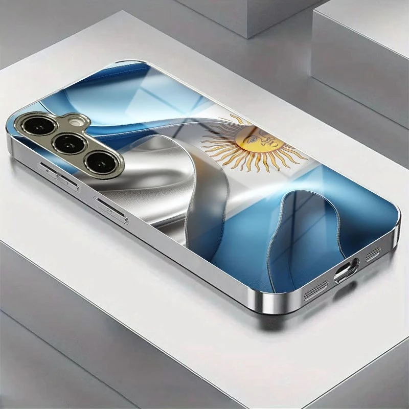 Argentina fan logo Phone case s26 ultra case Glass phone case for Samsung Galaxy S26/S25/S24/S23/S22/S21FE Ultra Plus Shockproof