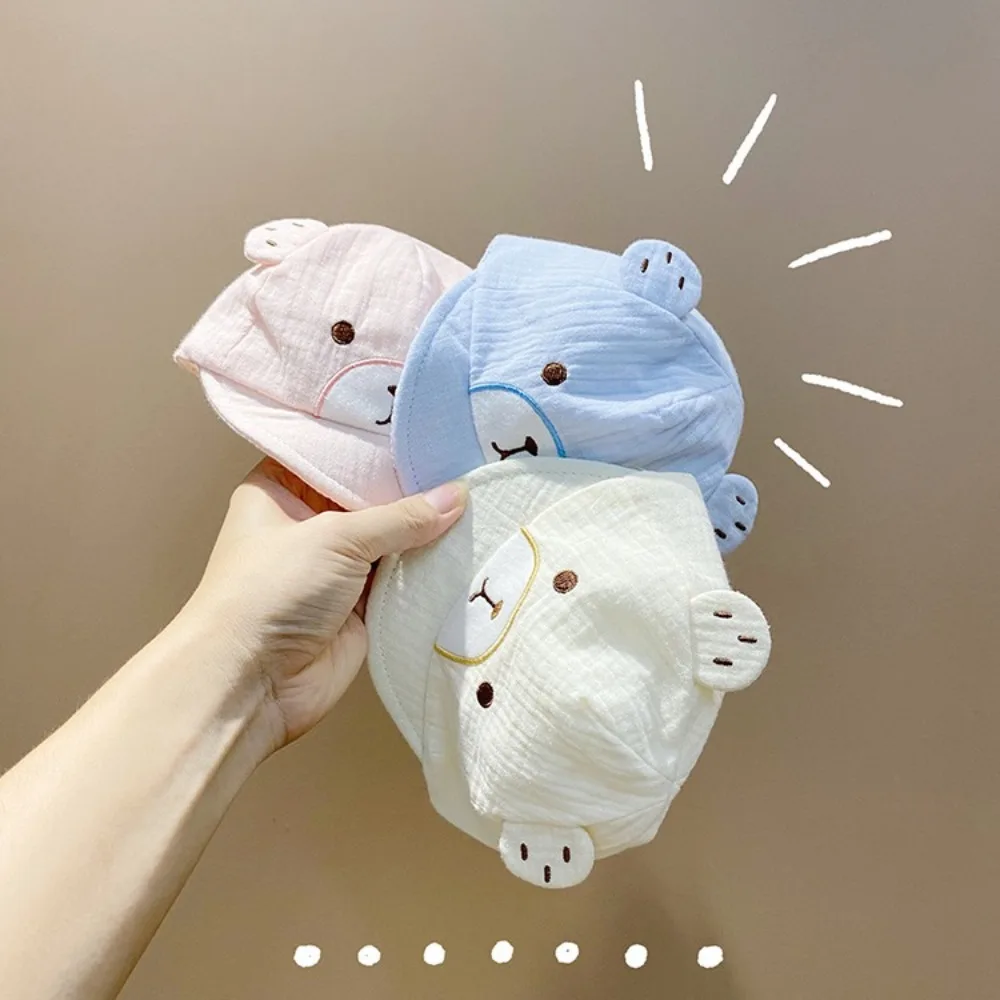 Cute Soft Cotton Newborn Hat Cartoon Bear Ear Baby Baseball Cap Summer Soft Brim Baby Boys Girls Peaked Caps