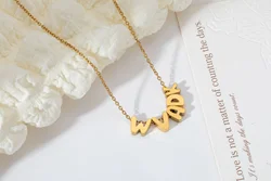 Fashion 316l Stainless Steel Cute Bubble Letter Necklace Movable Initial Necklace Best Sale Personalized Name Jewelry Gift