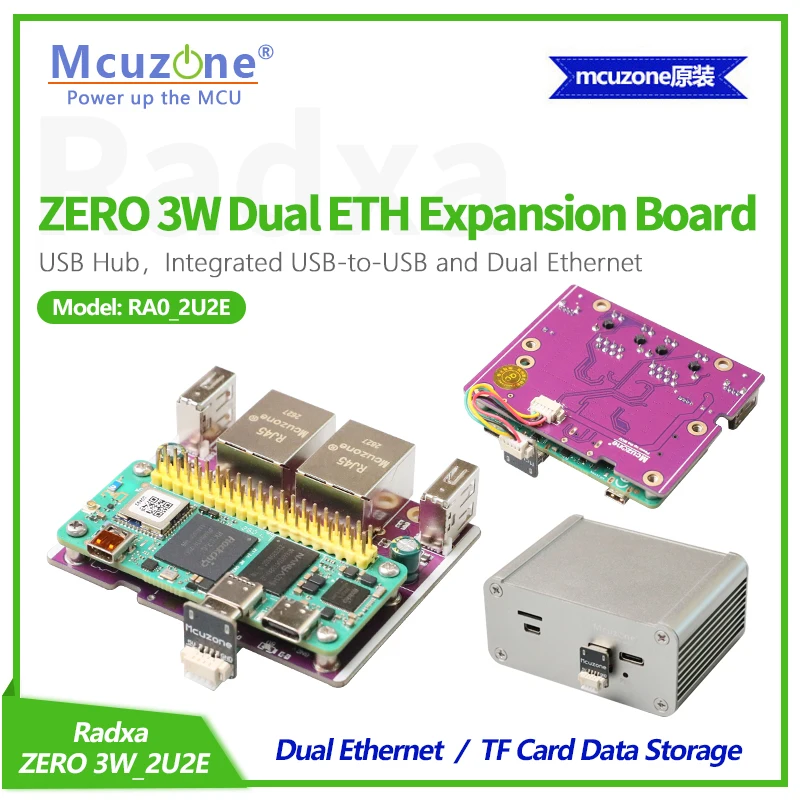 RA0_2U1E Radxa ZERO 3W 100Mbps Ethernet Expansion board,3*USB2.0,100Mbps Ethernet,TF card data storage